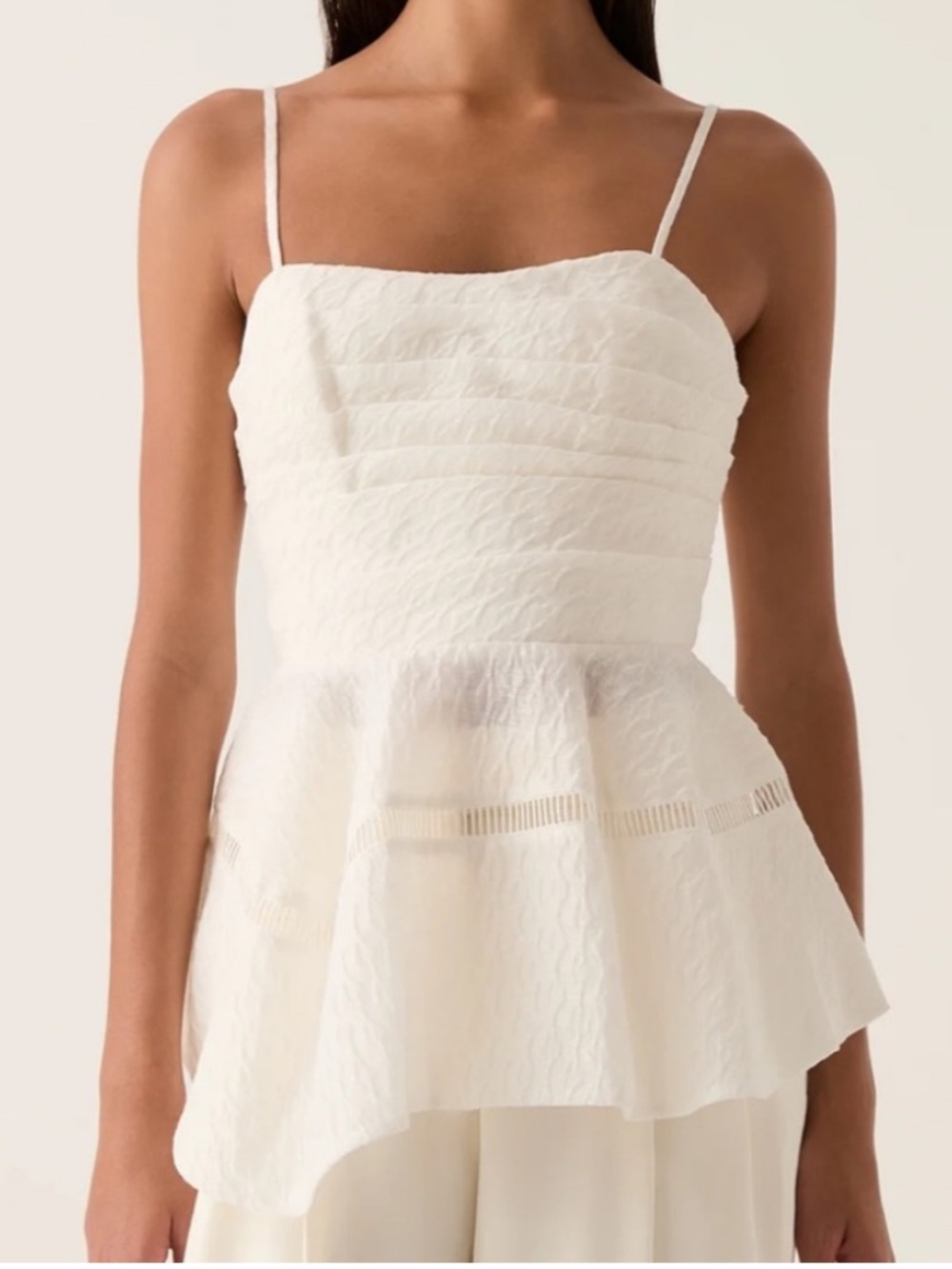 Aje Cinque Jacquard Textured Peplum Camisole Top